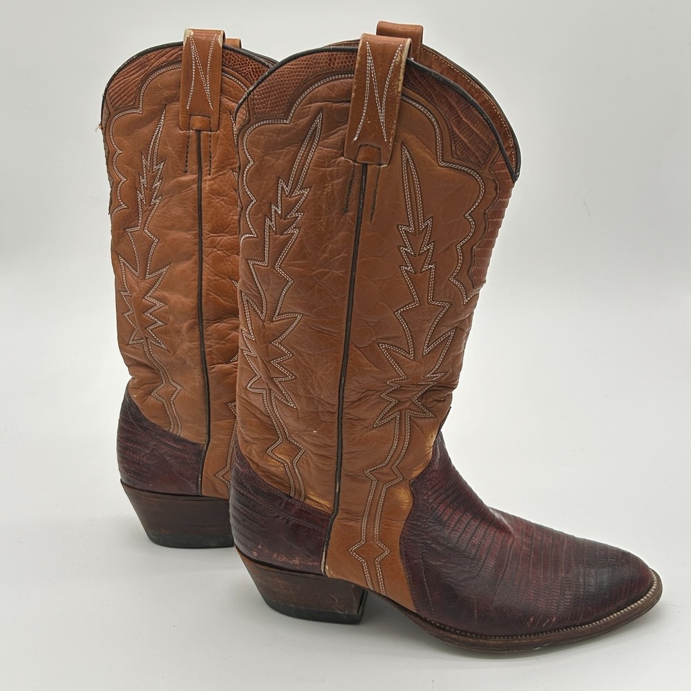 Vintage Nocona Teju Lizard Skin Western Cowboy Boots Men's 8.5  D Made in Spain - Picture 6 of 12